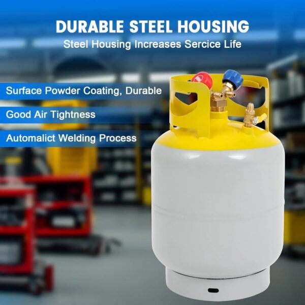 30 LB Refrigerant Recovery Tank for R12, R22, R134A, R410A Refrigerant with 1/4 SAE Y-Valve Liquid/Vapor Reclaim Tank AC Freon Recovery Tank...