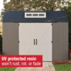 Rubbermaid Resin Outdoor Storage Shed With Floor (7 x 7 Ft) Weather Resistant Gray Organization for Home/Backyard/Garden Tools/Lawn Mower/Bike...