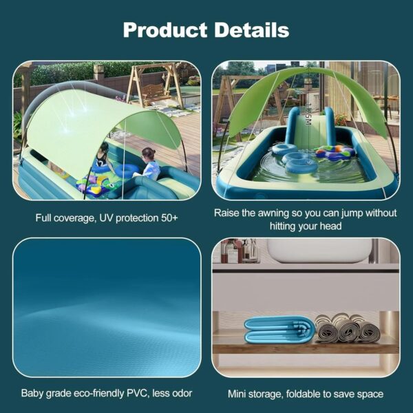 Ergocar Inflatable Swimming Pool with Water Slide, Inflatable Slide Water Pool with Awning, Inflatable Mega Bouncy Castle Water Park, Swim Centre...