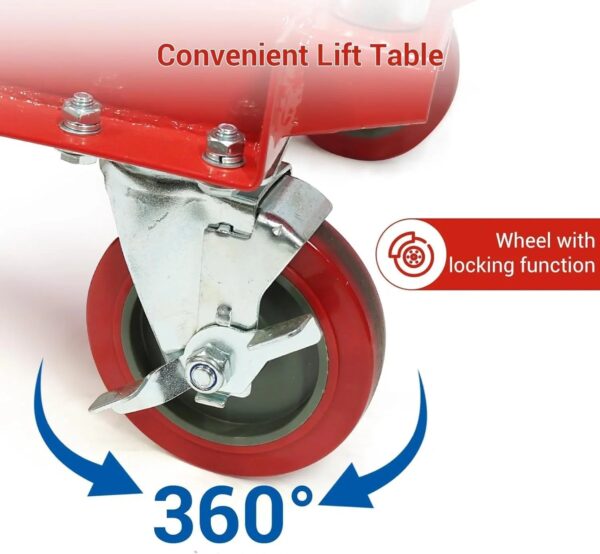 500LBS Hydraulic Lift Table Cart, 30" Lifting Height., Double Scissor Lift Table with 4 Wheels and Non-Slip Pad, Hydraulic Scissor Lift Table for...