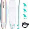Wavestorm 8ft Classic Surfboard // Foam Wax Free Soft Top Longboard for Adults and Kids of All Levels of Surfing