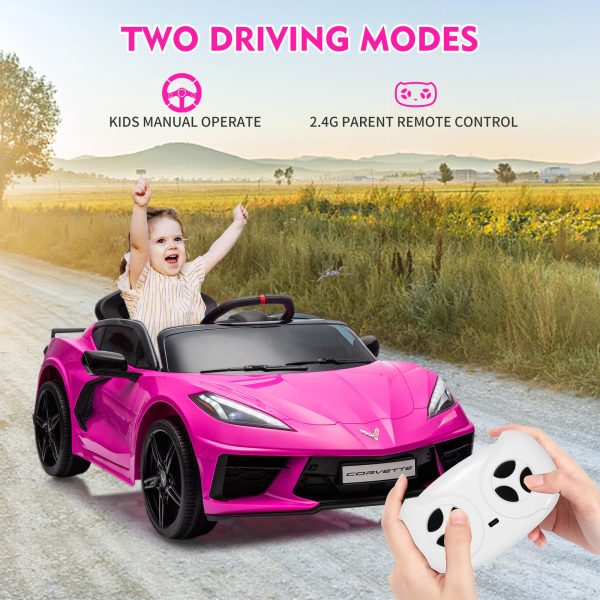 12V Kids Ride on Car Licensed Corvette Battery Powered Car Toddles Electric Sports Car Toy with Remote Control, Visual Dashboard, LED Lights,...