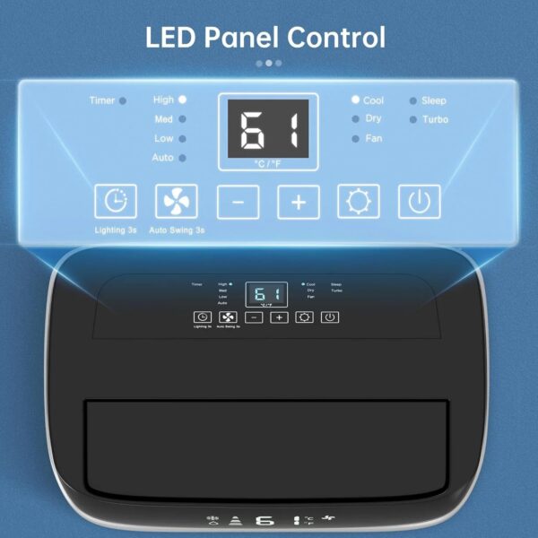 Portable Air Conditioner Cools Up to 700 Sq.Ft, 3-IN-1 Energy Efficient Portable AC Unit with Remote Control & Installation Kits for Large Room,...