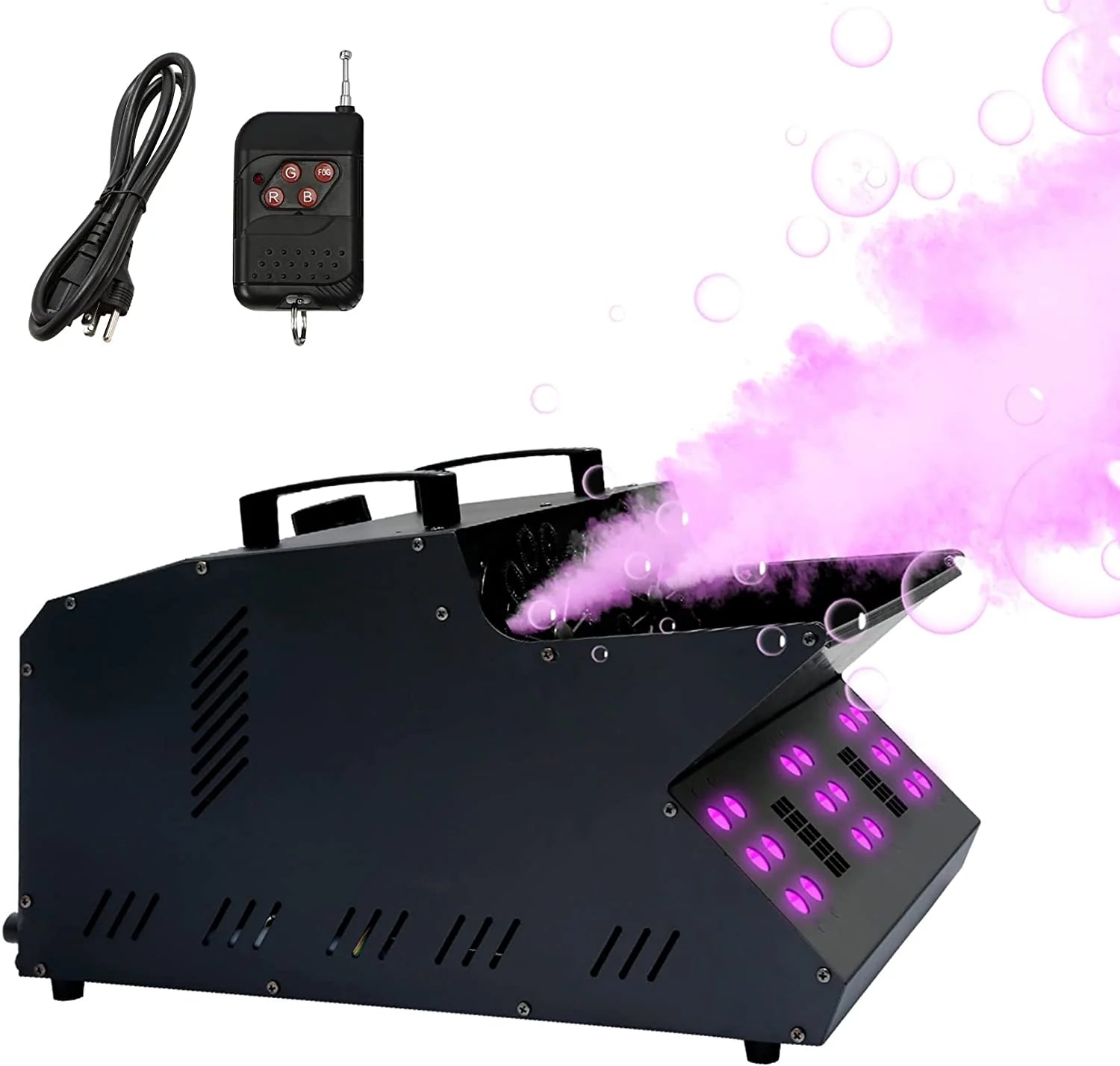 ef8f403cc4584c195a6ce81b2495d1ebd1933d73d6743576f123682228ee3bb0 TC-Home 3 IN 1 Stage Fog Bubble Machine with 18 RGB LED light DMX Stage Lighting Fogger Effect w/ 2 Bubble Fans