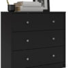 3-Pc Scandinavian Design Engineered Wood Bedroom Furniture Set with 3-Drawer Chest & 6-Drawer Double Dresser & 1-Drawer Nightstand, Pewter Plastic...