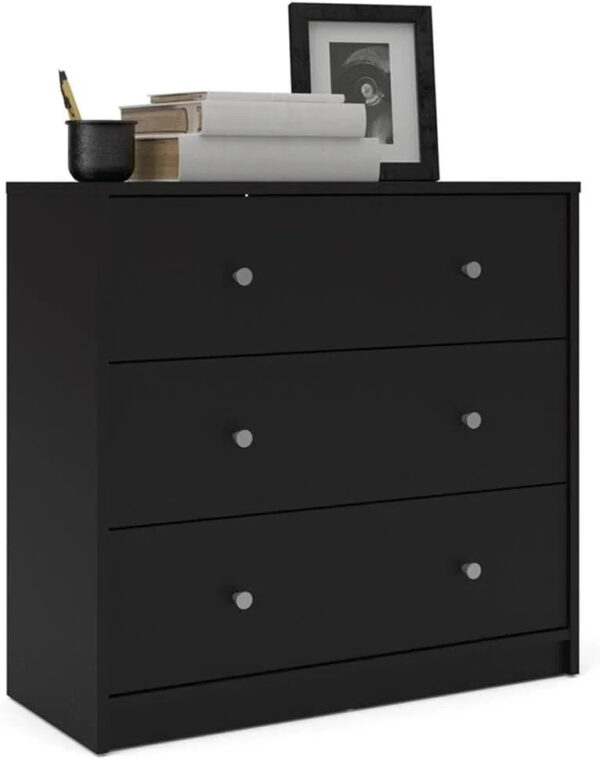 3-Pc Scandinavian Design Engineered Wood Bedroom Furniture Set with 3-Drawer Chest & 6-Drawer Double Dresser & 1-Drawer Nightstand, Pewter Plastic...