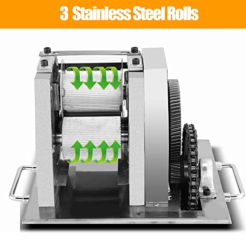 LGXEnzhuo 110V Electric Sugar Cane Press Juicer Machine, 800W Stainless Steel Desktop Sugarcane Juicing Crusher Extractor, with 3 Rollers for Home...
