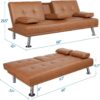 Yaheetech Convertible Sofa Bed Adjustable Couch Sleeper Modern Faux Leather Home Recliner Reversible Loveseat Folding Daybed Guest Bed, Removable...