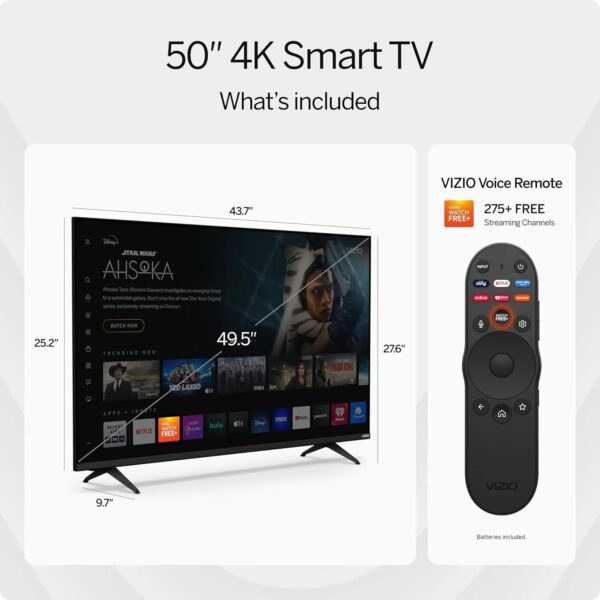 VIZIO 50 4K Resolution HDR Smart TV, Dolby Vision HDR/HDR10+, WiFi 6 (Renewed)