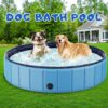 Foldable Dog Swimming Pool, 120"x20" Oversize Collapsable Hard Plastic Potable Bathing Tub for Pet Dog Kiddie Pool Indoor and Outdoor Leakproof...