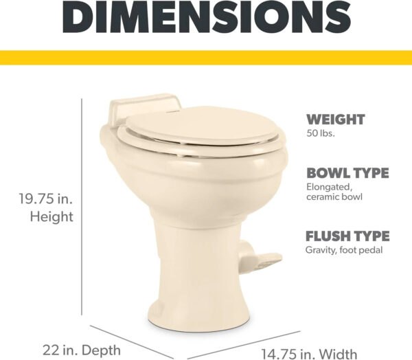 320 Series Standard Height RV Toilet - White