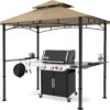 Bar pavilion-style outdoor barbecue shelter 8 feet by 5 feet, double-layer outdoor barbecue shelter canopy with LED lights (gray)