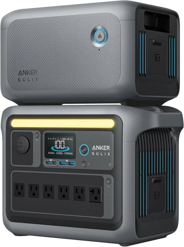 Anker SOLIX C1000 Portable Power Station with 200W Solar Panel, 1800W Solar Generator, 1056wh LFP (LiFePO4) Battery, 6 AC Outlets, Up to 2400W for...