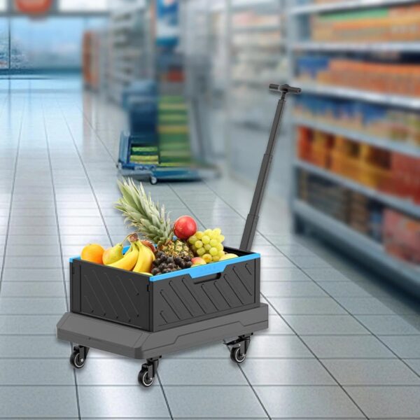 Foldable trolley: A wheeled foldable trolley, suitable for outdoor camping activities