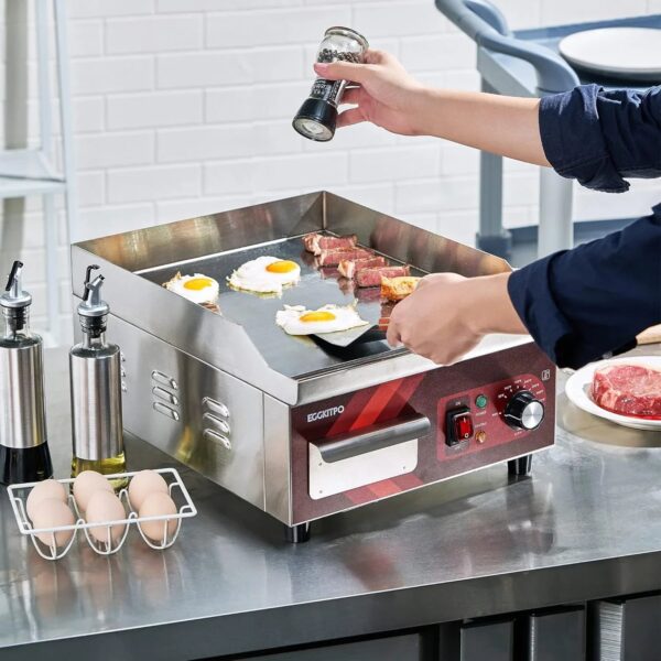 14 Inch Electric Griddle, Non-Stick Flat Top Grill Commercial Electric Countertop Griddles Stainless Steel Adjustable Temperature Control 90 F-575...
