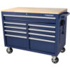 46-in W x 24.5-in D 9-Drawer Mobile Workbench with Hardwood Top and Power Station Gloss Black