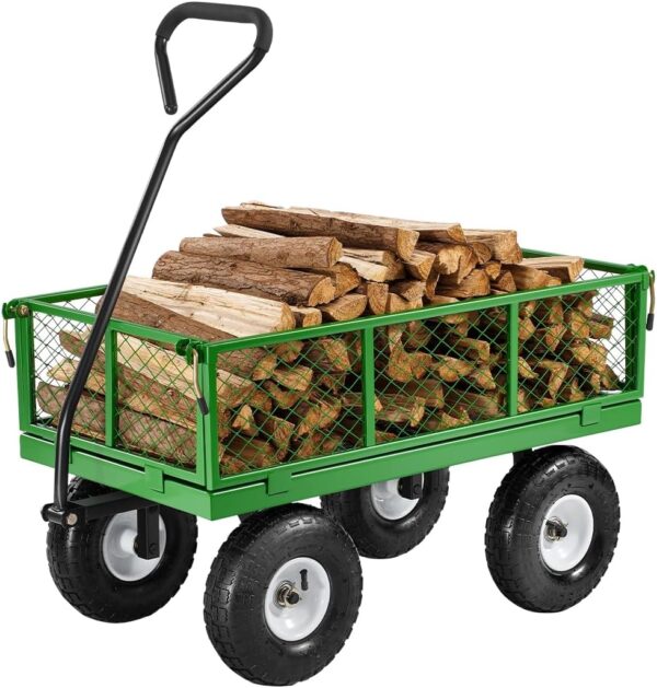 1200-pound steel garden cart, heavy-duty capable of pulling garden truck, two-in-one outdoor metal multi-functional cargo vehicle for garden,...