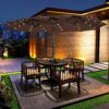 15 ft Large Patio Umbrella with Solar Lights Double-Sided Outdoor Rectangle Market Umbrellas with 36 LED Lights/Base Included/Easy Crank for Patio...