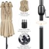 15 ft Large Patio Umbrella with Solar Lights Double-Sided Outdoor Rectangle Market Umbrellas with 36 LED Lights/Base Included/Easy Crank for Patio...