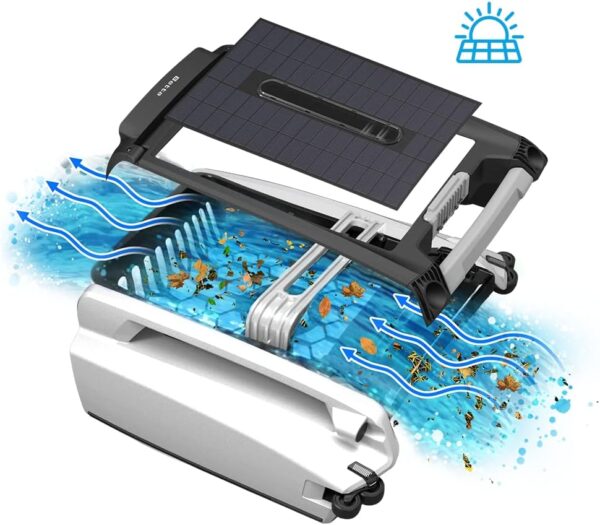 Betta SE Solar Powered Automatic Robotic Pool Surface Skimmer Cleaner with 30-Hour Continuous Cleaning Battery Power and Re-Engineered Twin Salt...