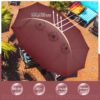 15 ft Large Patio Umbrella with Solar Lights Double-Sided Outdoor Rectangle Market Umbrellas with 36 LED Lights/Base Included/Easy Crank for Patio...
