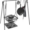 Grill Swing Campfire Cooking Stand BBQ Grill With Hooks & Accessories Bag For Outdoor Picnic Cookware & Dutch Ove (Color : Black, Size :...