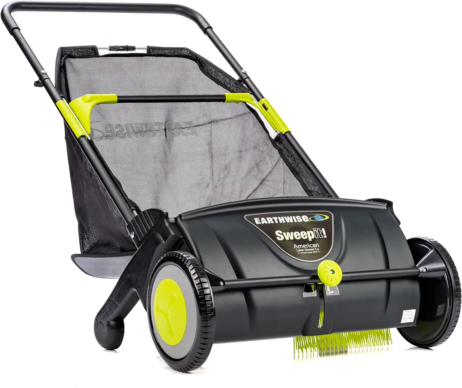 fb5f61957bc1db4f881b6367d288593d056d5ec9899cbd8d68145ef32d75fa02 21-Inch Width Leaf & Grass Push Lawn Sweeper, Black