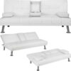 Yaheetech Convertible Sofa Bed Adjustable Couch Sleeper Modern Faux Leather Home Recliner Reversible Loveseat Folding Daybed Guest Bed, Removable...