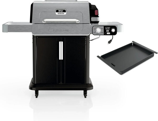 Ninja FlexFlame, Grill and Smoker, Electric and Propane Grill, Roaster, BBQ Grill, 5-in-1 Cooking System, 3 Burner, Digital Control, Outdoor...