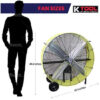 K Tool International 42 Belt Drive Drum Fan; Industrial, Garage, Shop, High Speed 2-Speed, Durable, Cut-Off Protection, Easy Mobility Rubber...