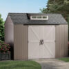 Rubbermaid Resin Outdoor Storage Shed With Floor (7 x 7 Ft) Weather Resistant Gray Organization for Home/Backyard/Garden Tools/Lawn Mower/Bike...