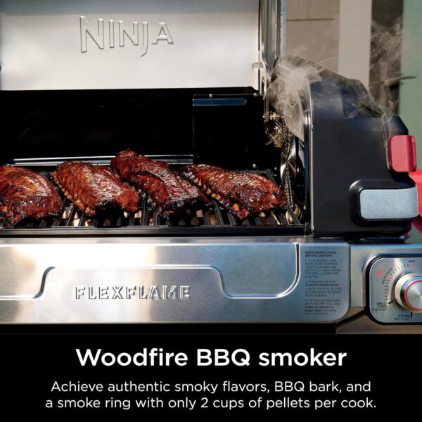Ninja FlexFlame, Grill and Smoker, Electric and Propane Grill, Roaster, BBQ Grill, 5-in-1 Cooking System, 3 Burner, Digital Control, Outdoor...