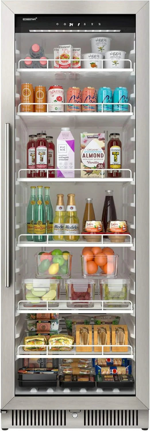 EdgeStar VBM101 22" Wide 10.1 Cu. Ft. Commercial Beverage Merchandiser Stainless Steel, Temp Alarm, Reversible Door