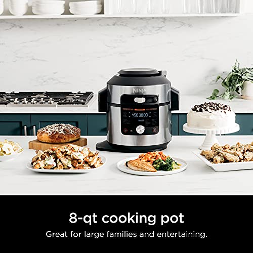 Ninja OL701 Foodi 14 in 1 SMART XL 8 Qt. Pressure Cooker Steam Fryer with SmartLid & Thermometer Auto Steam Release, that Air Fries, Proofs &...