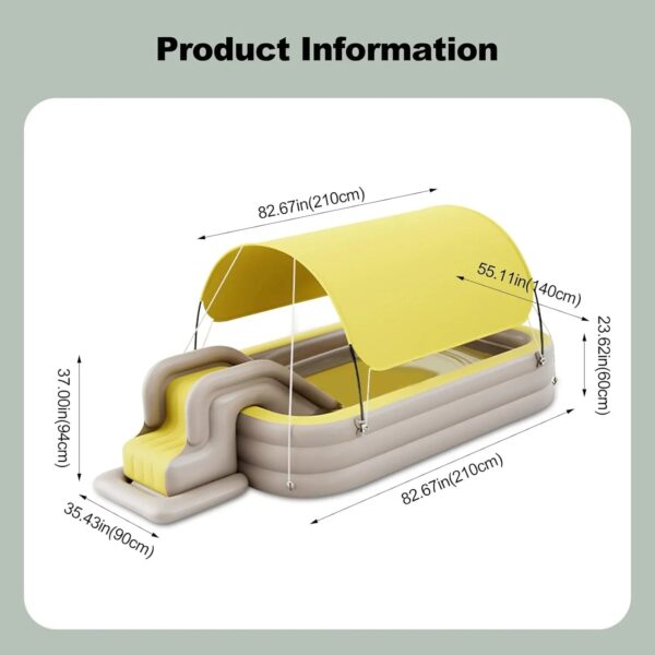 Ergocar Inflatable Swimming Pool with Water Slide, Inflatable Slide Water Pool with Awning, Inflatable Mega Bouncy Castle Water Park, Swim Centre...